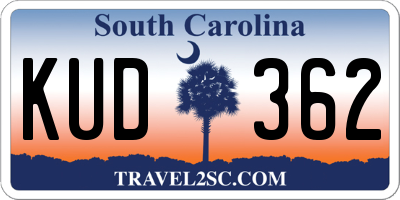SC license plate KUD362