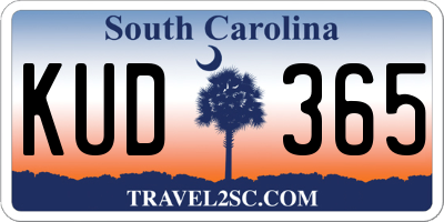 SC license plate KUD365