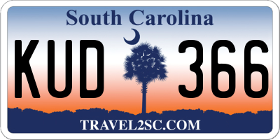 SC license plate KUD366