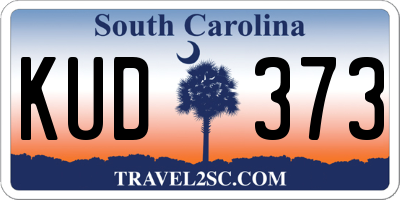 SC license plate KUD373