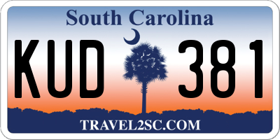 SC license plate KUD381