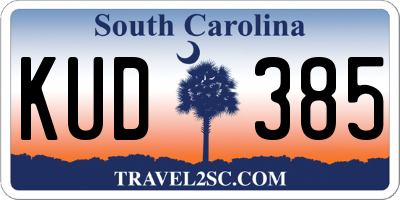 SC license plate KUD385