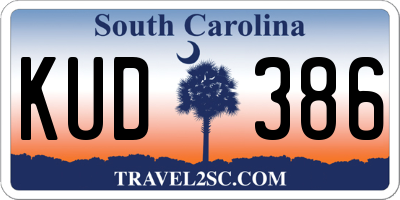 SC license plate KUD386