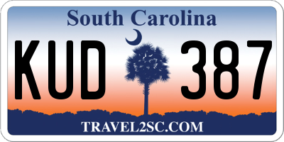 SC license plate KUD387