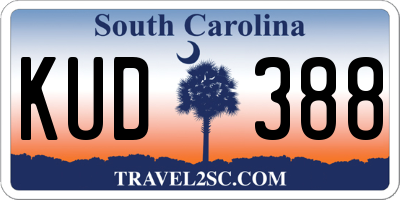 SC license plate KUD388