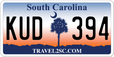 SC license plate KUD394
