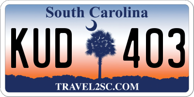 SC license plate KUD403