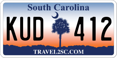 SC license plate KUD412
