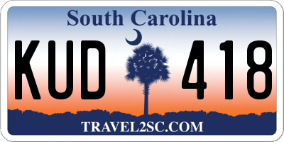 SC license plate KUD418