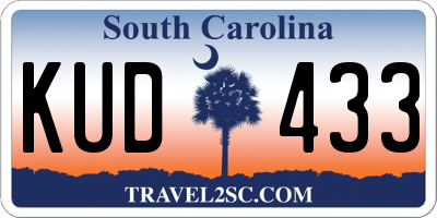 SC license plate KUD433