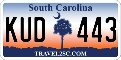 SC license plate KUD443