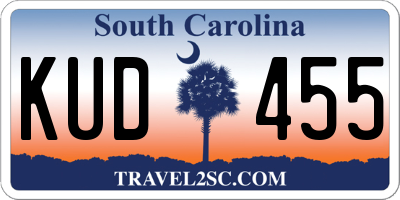 SC license plate KUD455