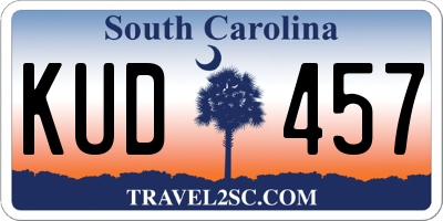 SC license plate KUD457