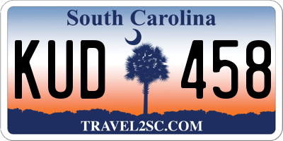 SC license plate KUD458