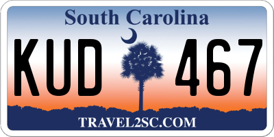 SC license plate KUD467