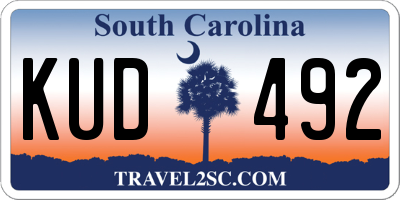SC license plate KUD492