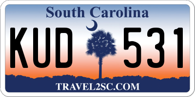 SC license plate KUD531