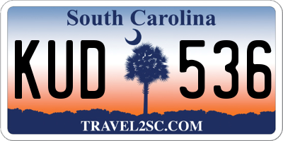 SC license plate KUD536