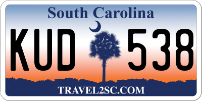 SC license plate KUD538