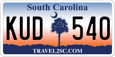 SC license plate KUD540