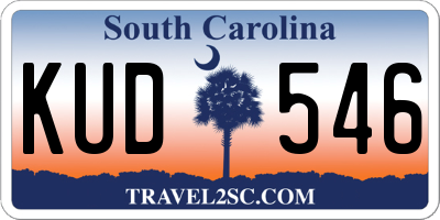 SC license plate KUD546