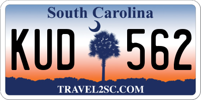SC license plate KUD562