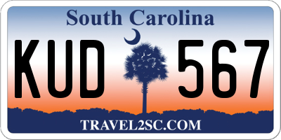 SC license plate KUD567