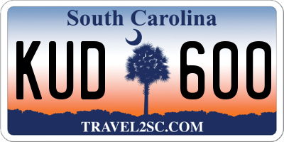 SC license plate KUD600