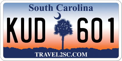 SC license plate KUD601
