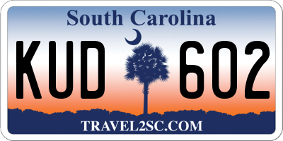SC license plate KUD602