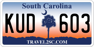 SC license plate KUD603