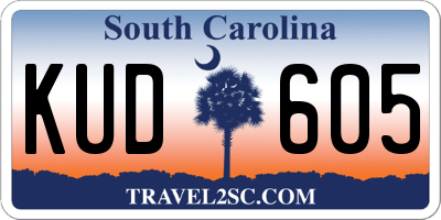 SC license plate KUD605
