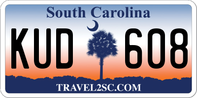 SC license plate KUD608