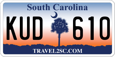 SC license plate KUD610
