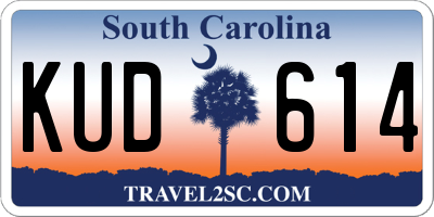 SC license plate KUD614