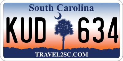 SC license plate KUD634
