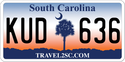 SC license plate KUD636