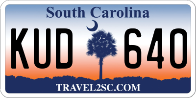 SC license plate KUD640