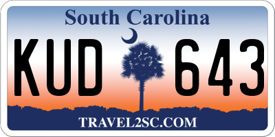 SC license plate KUD643