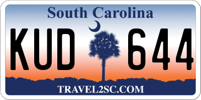 SC license plate KUD644