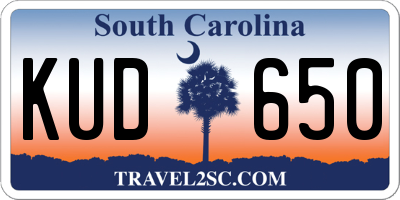 SC license plate KUD650