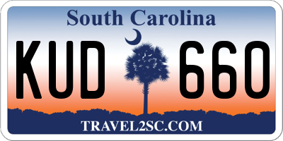 SC license plate KUD660