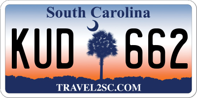 SC license plate KUD662
