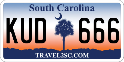 SC license plate KUD666