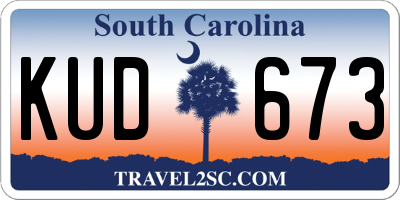 SC license plate KUD673