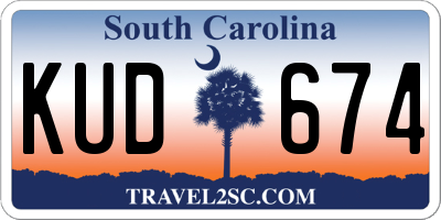 SC license plate KUD674