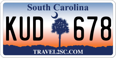 SC license plate KUD678