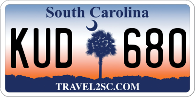 SC license plate KUD680
