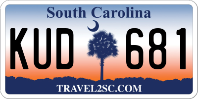SC license plate KUD681