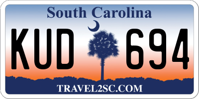 SC license plate KUD694